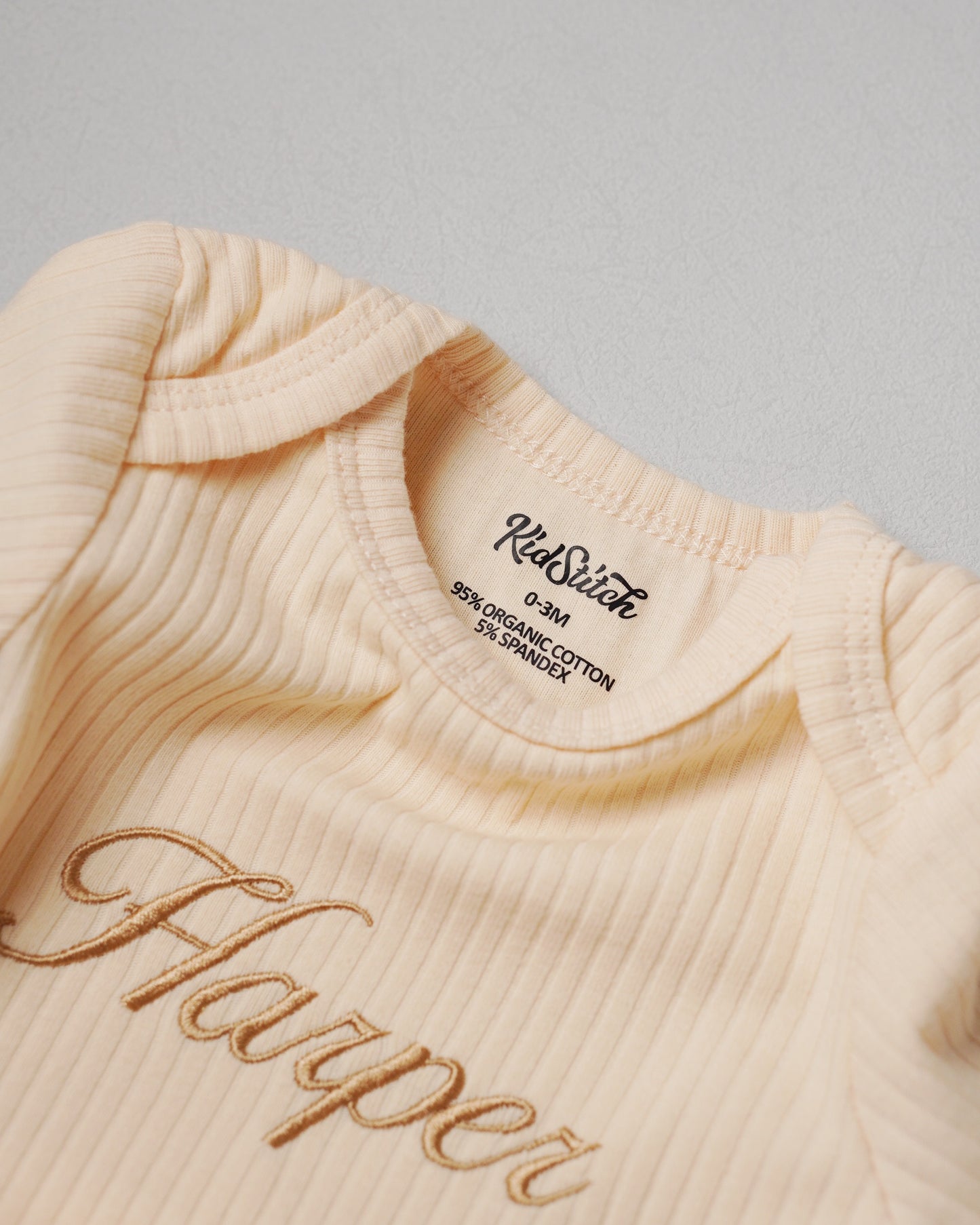 Personalized Embroidered Ribbed Long Sleeve Bodysuit with Custom Name