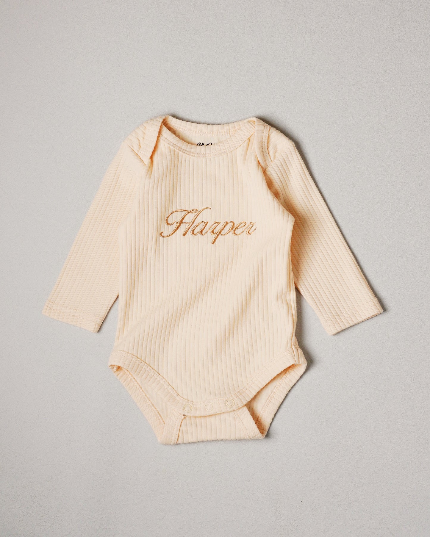 Personalized Embroidered Ribbed Long Sleeve Bodysuit with Custom Name