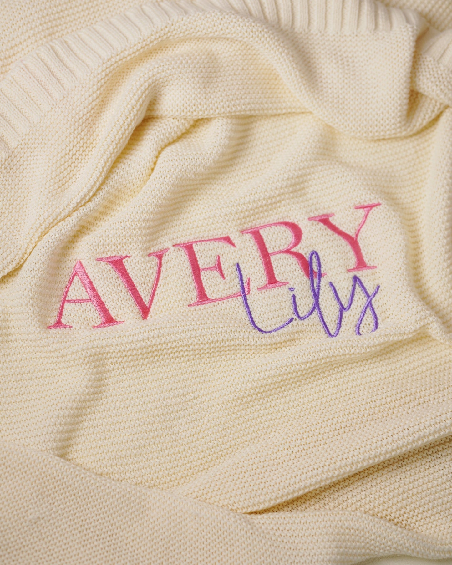 Personalized Name Organic Cotton Knitted Blanket Custom Name