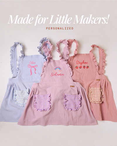 Custom Ruffled Apron for Kids Personalized with Name Perfect for Baking, Art & Playtime