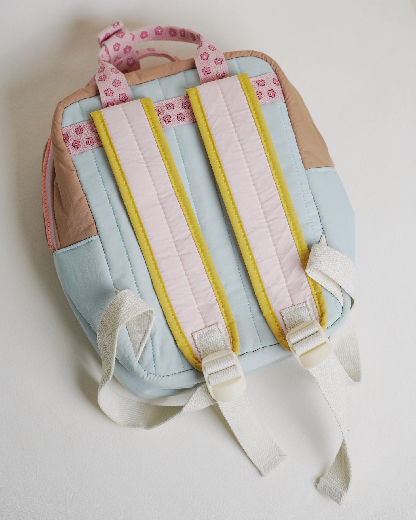 Custom Name Quilted Mini Backpack for Toddlers – Soft Pastel Preschool Bag with Front Pocket