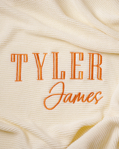 Personalized Name Organic Cotton Knitted Blanket Custom Name