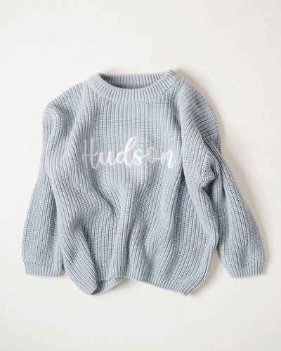 Personalized Embroidered Knitted Pullover Organic Cotton - Custom Sweater