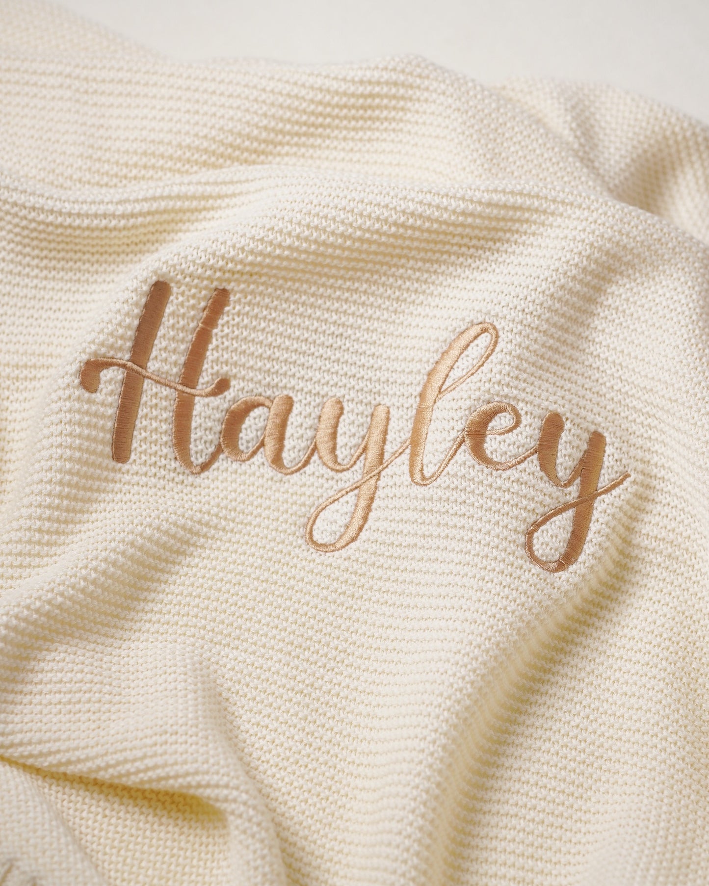 Personalized Name Organic Cotton Knitted Blanket Custom Name