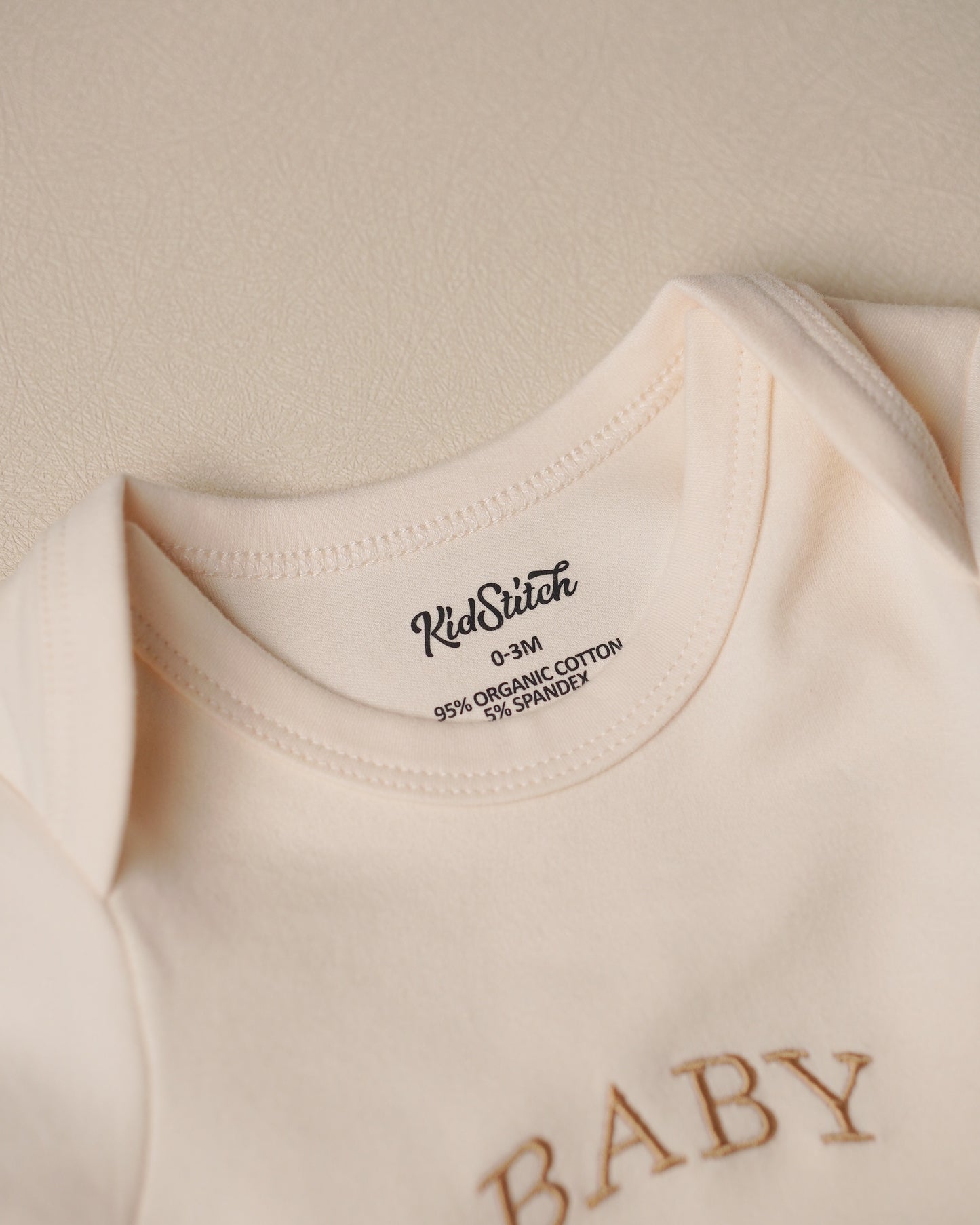 Personalized Embroidered Baby Announcement Bodysuit. Natural Color
