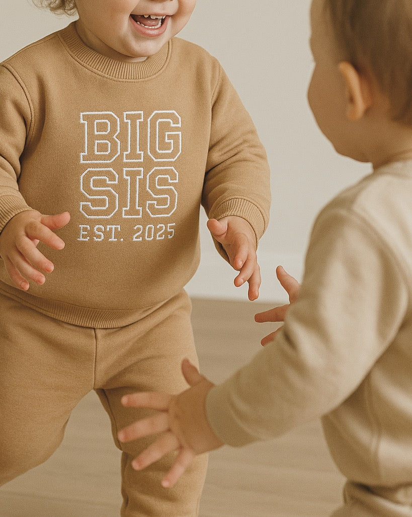 Personalized Big Bro/Big Sis Sweatshirt and Jogger Set Custom Embroidery