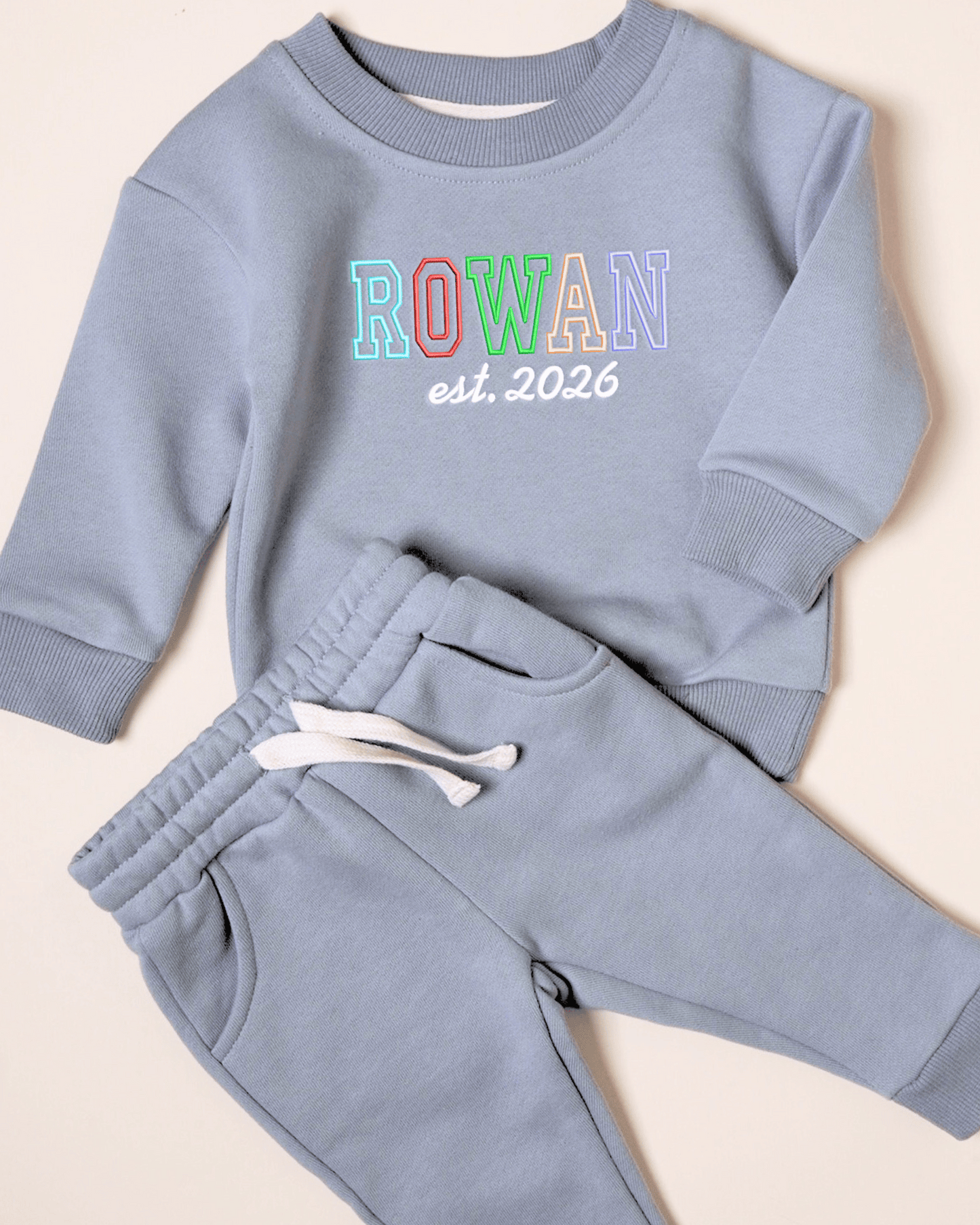 Embroidered Name Strawberry Outfit Sweatshirt Set