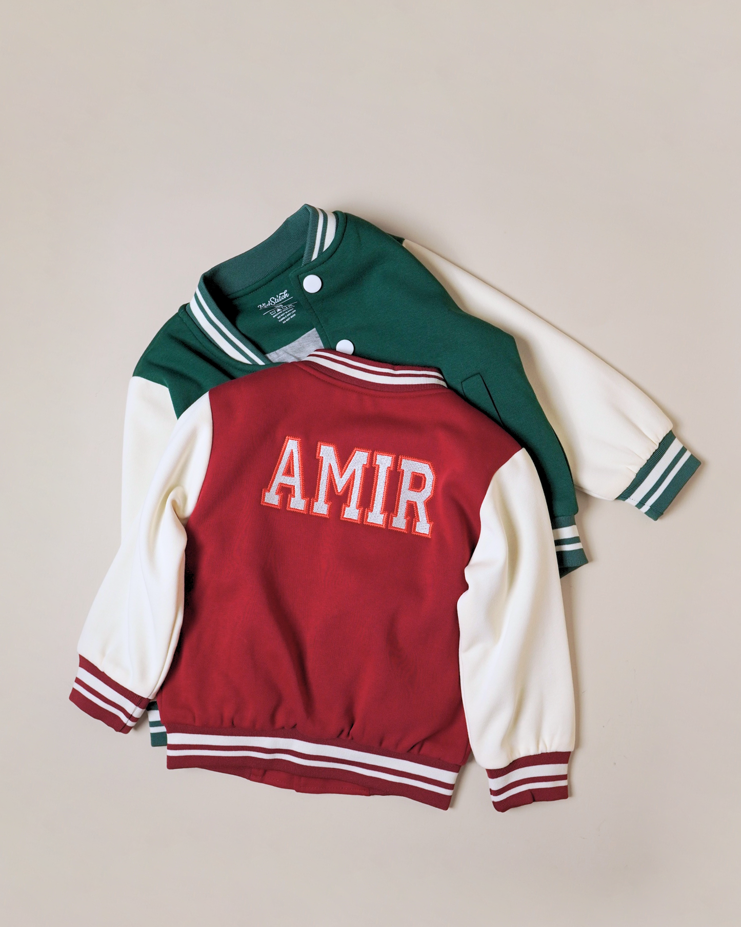Personalized Varsity Jacket for Kids Custom Front Initial & Back Name