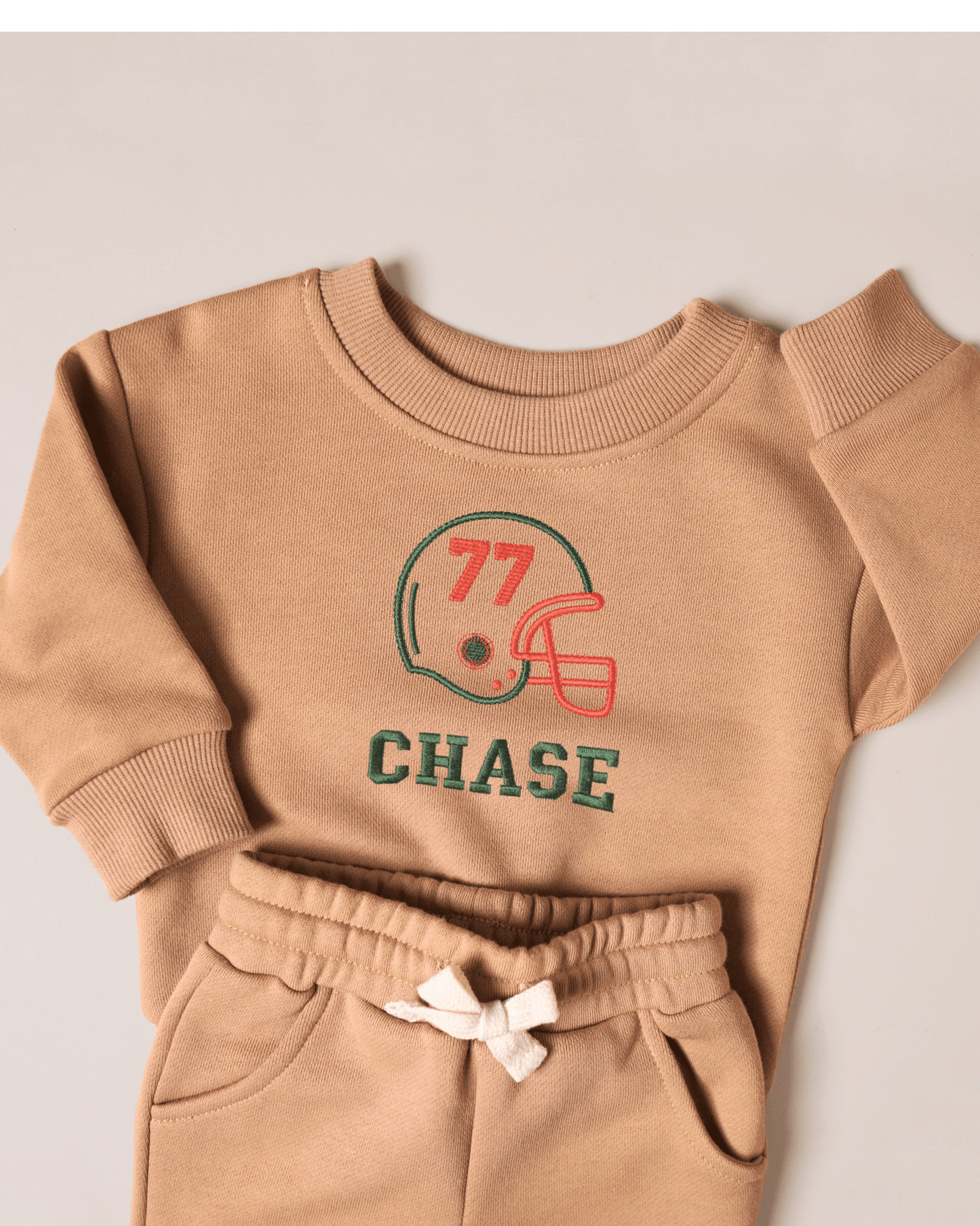 Football Embroidered Sweatshirt Set with Personalized Name & Number