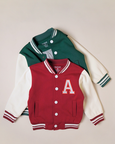 Personalized Varsity Jacket for Kids Custom Front Initial & Back Name